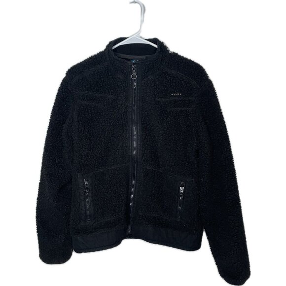 Vintage Kavu Deep Pile Fleece Jacket Women’s Medium Black | Bulky Sherpa Zip Up - Picture 2 of 10